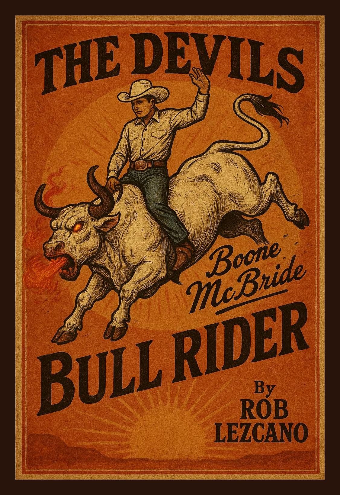 The Devil’s Bull Rider — Boone McBride book cover by Rob Lezcano