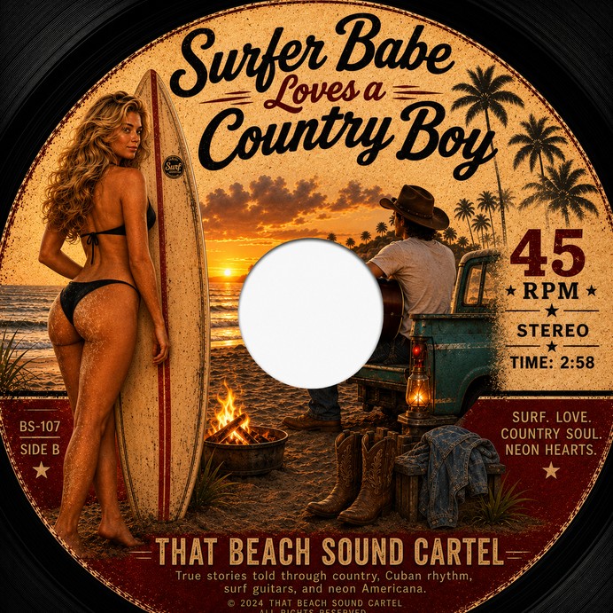 Surfer Babe Loves a Country Boy artwork by That Beach Sound Cartel