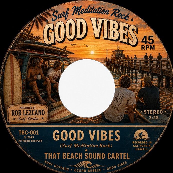 Good Vibes vintage 45 artwork by That Beach Sound Cartel