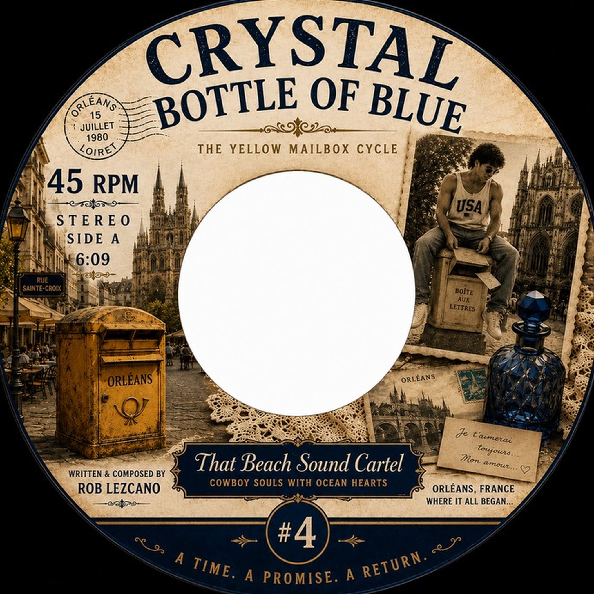 Crystal Bottle of Blue vintage 45 artwork